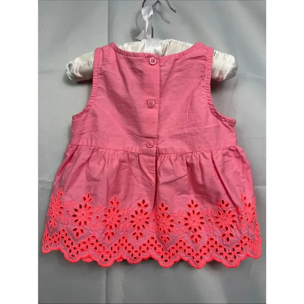 Baby Gap pink and neon orange woven eyelet sleeveless cotton top size 4T